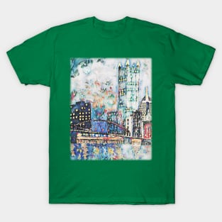 Pittsburgh Skyline / PPG / Smithfield Street Bridge original artwork by Tim Crowley T-Shirt